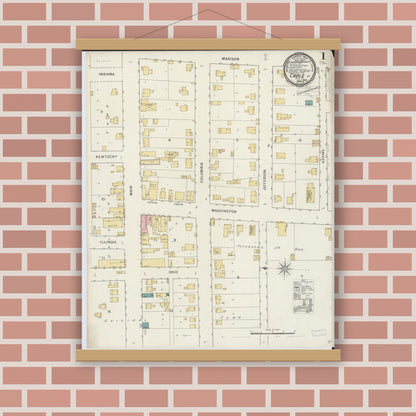 Old map wall art mockup — magnetic wood frame on brick wall — Sanborn Fire Insurance Map from Cable, Mercer County, Illinois (1894) - Complete Map Set