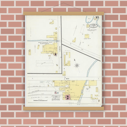 Old map wall art mockup — magnetic wood frame on brick wall — Sanborn Fire Insurance Map from Corry, Erie County, Pennsylvania (1897), Sheet #0010