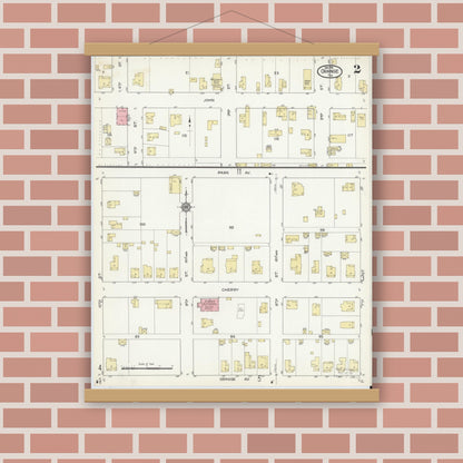 Old map wall art mockup — magnetic wood frame on brick wall — Sanborn Fire Insurance Map from Orange, Orange County, Texas (1914), Sheet #0002