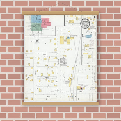 Old map wall art mockup — magnetic wood frame on brick wall — Sanborn Fire Insurance Map from Seymour, Outagamie County, Wisconsin (1900) - Complete Map Set