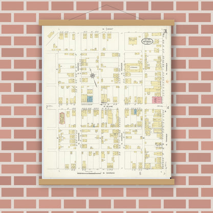 Old map wall art mockup — magnetic wood frame on brick wall — Sanborn Fire Insurance Map from McAdoo, Schuylkill County, Pennsylvania (1912), Sheet #0003
