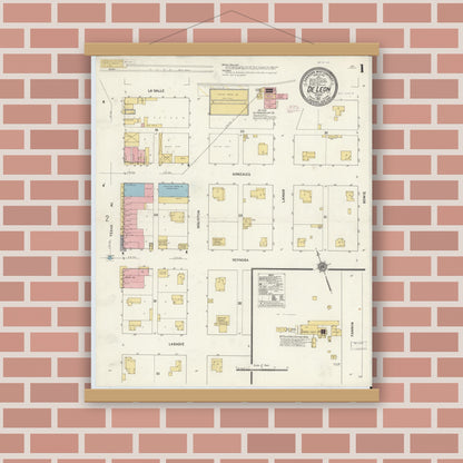 Old map wall art mockup — magnetic wood frame on brick wall — Sanborn Fire Insurance Map from De Leon, Comanche County, Texas (1911) - Complete Map Set