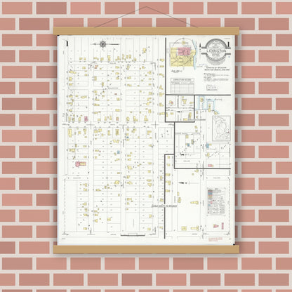 Old map wall art mockup — magnetic wood frame on brick wall — Sanborn Fire Insurance Map from Lexington, Sanilac County, Michigan (1940) - Complete Map Set