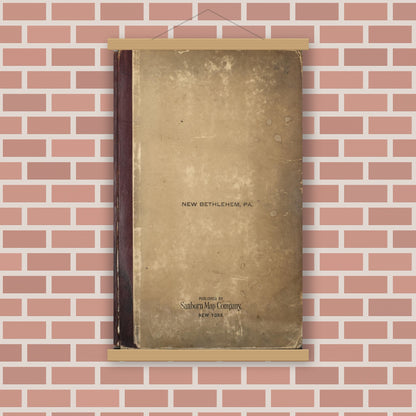 Old map wall art mockup — magnetic wood frame on brick wall — Sanborn Fire Insurance Map from New Bethlehem, Clarion County, Pennsylvania (1948), Sheet #0001