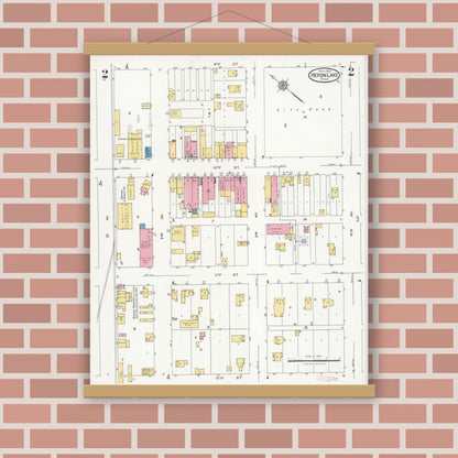 Old map wall art mockup — magnetic wood frame on brick wall — Sanborn Fire Insurance Map from Heron Lake, Jackson County, Minnesota (1926), Sheet #0002