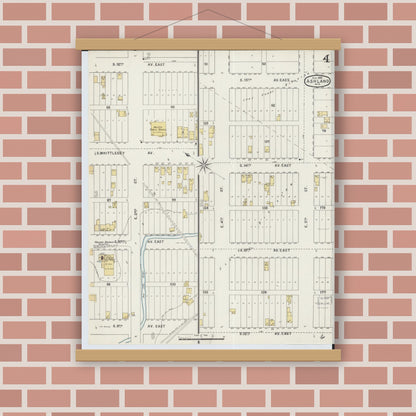 Old map wall art mockup — magnetic wood frame on brick wall — Sanborn Fire Insurance Map from Ashland, Ashland County, Wisconsin (1895), Sheet #0004