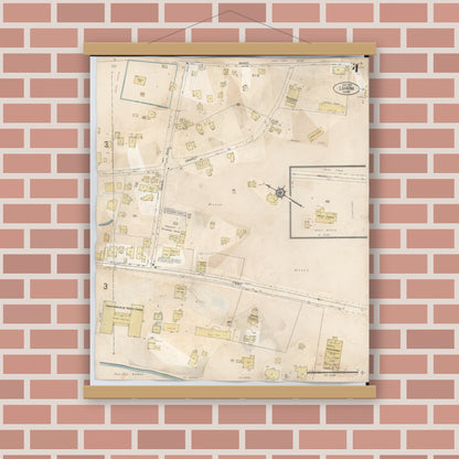 Old map wall art mockup — magnetic wood frame on brick wall — Sanborn Fire Insurance Map from Lahaina, Maui County, Hawaii (1950), Sheet #0004