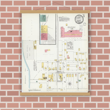Old map wall art mockup — magnetic wood frame on brick wall — Sanborn Fire Insurance Map from Elizabeth, Allegheny County, Pennsylvania (1900) - Complete Map Set