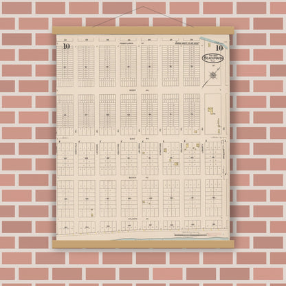 Old map wall art mockup — magnetic wood frame on brick wall — Sanborn Fire Insurance Map from Beach Haven, Ocean County, New Jersey (1922), Sheet #0010