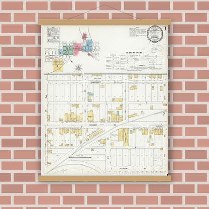 Old map wall art mockup — magnetic wood frame on brick wall — Sanborn Fire Insurance Map from Windber, Somerset County, Pennsylvania (1899) - Complete Map Set