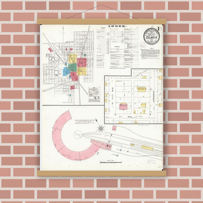 Old map wall art mockup — magnetic wood frame on brick wall — Sanborn Fire Insurance Map from Oelwein, Fayette County, Iowa (1906) â€” Complete Set