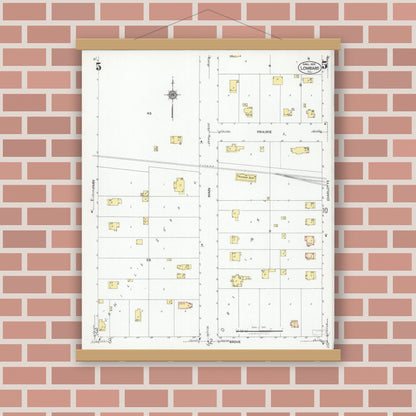 Old map wall art mockup — magnetic wood frame on brick wall — Sanborn Fire Insurance Map from Lombard, Du Page County, Illinois (1925), Sheet #0005
