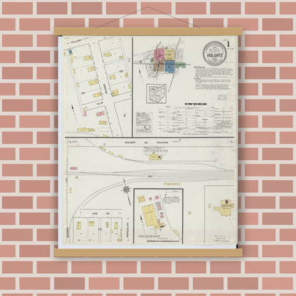 Old map wall art mockup — magnetic wood frame on brick wall — Sanborn Fire Insurance Map from Holgate, Henry County, Ohio (1916) - Complete Map Set