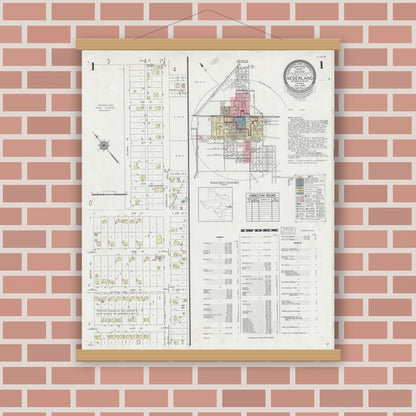 Old map wall art mockup — magnetic wood frame on brick wall — Sanborn Fire Insurance Map from Nederland, Jefferson County, Texas (1949) - Complete Map Set