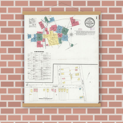 Old map wall art mockup — magnetic wood frame on brick wall — Sanborn Fire Insurance Map from Jenkintown, Montgomery County, Pennsylvania (1909) - Complete Map Set