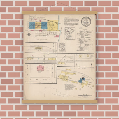 Old map wall art mockup — magnetic wood frame on brick wall — Sanborn Fire Insurance Map from Cass Lake, Cass County, Minnesota (1922) - Complete Map Set
