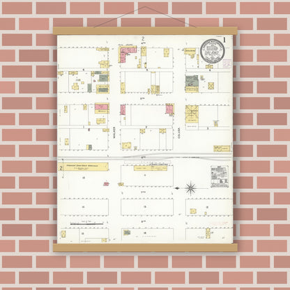 Old map wall art mockup — magnetic wood frame on brick wall — Sanborn Fire Insurance Map from Orland, Glenn County, California (1907) - Complete Map Set