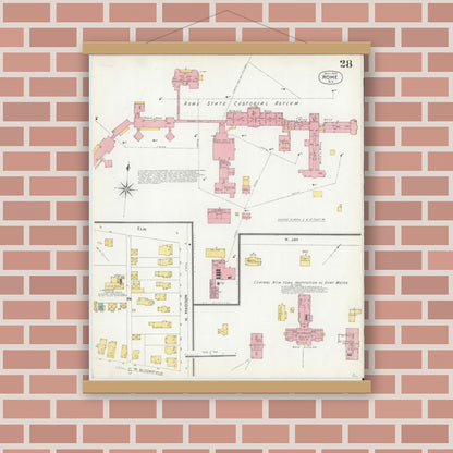 Old map wall art mockup — magnetic wood frame on brick wall — Sanborn Fire Insurance Map from Rome, Oneida County, New York (1904), Sheet #0028