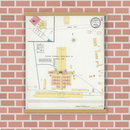 Old map wall art mockup — magnetic wood frame on brick wall — Sanborn Fire Insurance Map from Porter, Porter County, Indiana (1899) - Complete Map Set