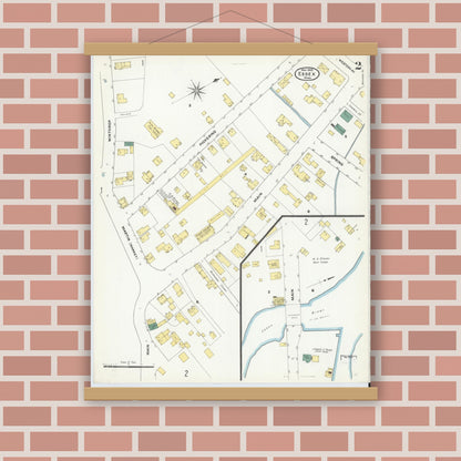 Old map wall art mockup — magnetic wood frame on brick wall — Sanborn Fire Insurance Map from Essex, Essex County, Massachusetts (1909), Sheet #0002