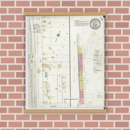Old map wall art mockup — magnetic wood frame on brick wall — Sanborn Fire Insurance Map from Alma, Buffalo County, Wisconsin (1910) - Complete Map Set