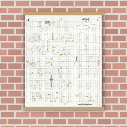 Old map wall art mockup — magnetic wood frame on brick wall — Sanborn Fire Insurance Map from Hialeah, Dade County, Florida (1926), Sheet #0004