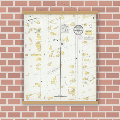 Old map wall art mockup — magnetic wood frame on brick wall — Sanborn Fire Insurance Map from Easthampton, Suffolk County, New York (1902) - Complete Map Set