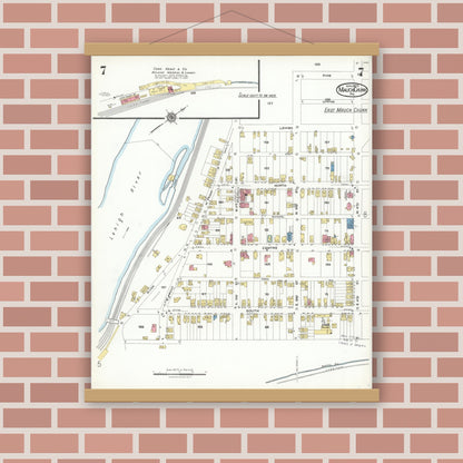 Old map wall art mockup — magnetic wood frame on brick wall — Sanborn Fire Insurance Map from Mauch Chunk, Carbon County, Pennsylvania (1923), Sheet #0007