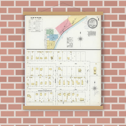 Old map wall art mockup — magnetic wood frame on brick wall — Sanborn Fire Insurance Map from Shell Lake, Washburn County, Wisconsin (1898) - Complete Map Set