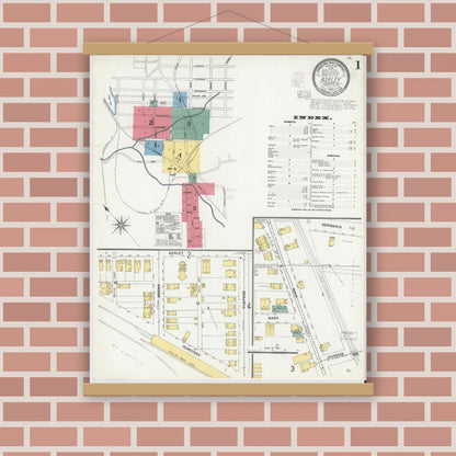 Old map wall art mockup — magnetic wood frame on brick wall — Sanborn Fire Insurance Map from Ashley, Luzerne County, Pennsylvania (1903) - Complete Map Set