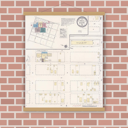 Old map wall art mockup — magnetic wood frame on brick wall — Sanborn Fire Insurance Map from Gustine, Merced County, California (1920) - Complete Map Set