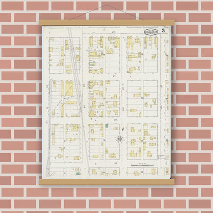 Old map wall art mockup — magnetic wood frame on brick wall — Sanborn Fire Insurance Map from Onalaska, La Crosse County, Wisconsin (1894), Sheet #0003