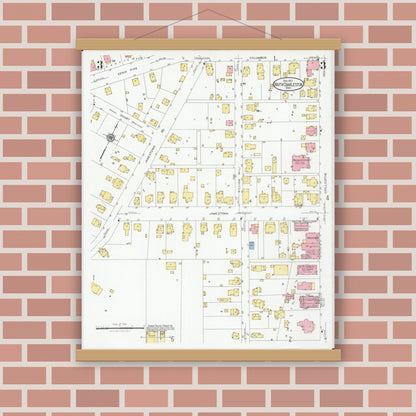 Old map wall art mockup — magnetic wood frame on brick wall — Sanborn Fire Insurance Map from South Charleston, Clark County, Ohio (1927), Sheet #0003