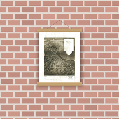 Old map wall art mockup — magnetic wood frame on brick wall — [San Mateo Park. (1905)
