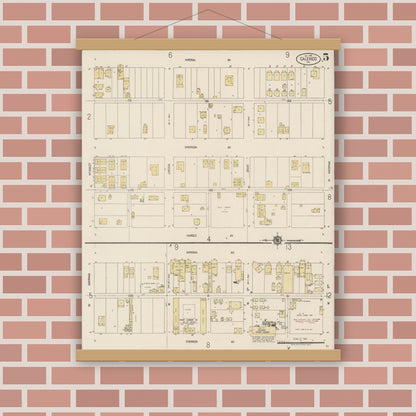 Old map wall art mockup — magnetic wood frame on brick wall — Sanborn Fire Insurance Map from Calexico, Imperial County, California (1920), Sheet #0005