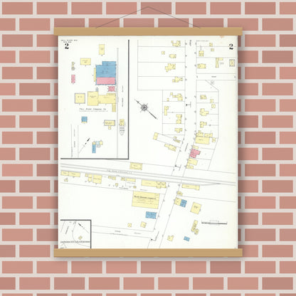 Old map wall art mockup — magnetic wood frame on brick wall — Sanborn Fire Insurance Map from Fall River, Columbia County, Wisconsin (1943), Sheet #0002