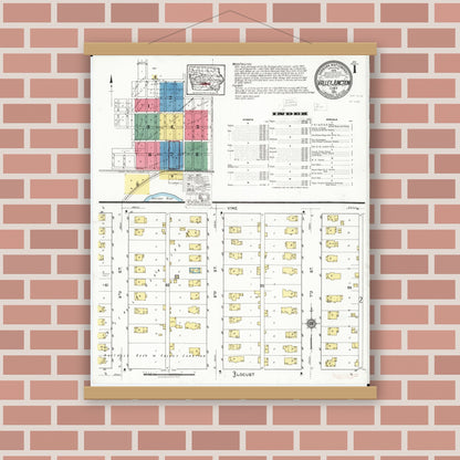 Old map wall art mockup — magnetic wood frame on brick wall — Sanborn Fire Insurance Map from Valley Junction, Polk County, Iowa (1920) â€” Complete Set