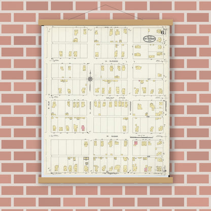 Old map wall art mockup — magnetic wood frame on brick wall — Sanborn Fire Insurance Map from Mount Vernon, Knox County, Ohio (1913), Sheet #0006