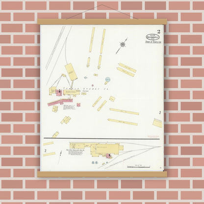 Old map wall art mockup — magnetic wood frame on brick wall — Sanborn Fire Insurance Map from Baldwinville, Worcester County, Massachusetts (1912), Sheet #0002