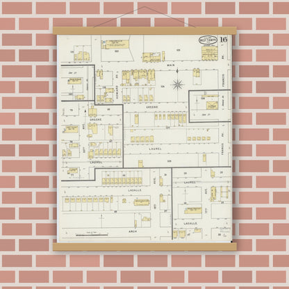 Old map wall art mockup — magnetic wood frame on brick wall — Sanborn Fire Insurance Map from Tampa, Hillsborough County, Florida (1895), Sheet #0020