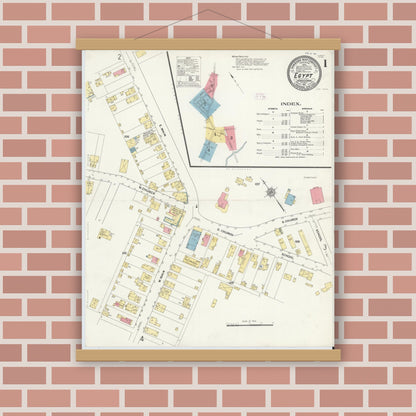 Old map wall art mockup — magnetic wood frame on brick wall — Sanborn Fire Insurance Map from Egypt, Lehigh County, Pennsylvania (1911) - Complete Map Set