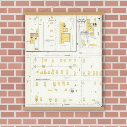 Old map wall art mockup — magnetic wood frame on brick wall — Sanborn Fire Insurance Map from Port Allegany, McKean County, Pennsylvania (1903), Sheet #0007
