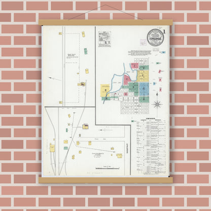 Old map wall art mockup — magnetic wood frame on brick wall — Sanborn Fire Insurance Map from Virginia, Saint Louis County, Minnesota (1904) - Complete Map Set