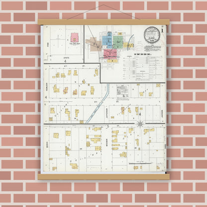 Old map wall art mockup — magnetic wood frame on brick wall — Sanborn Fire Insurance Map from Clare, Clare County, Michigan (1899) - Complete Map Set