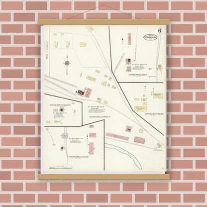 Old map wall art mockup — magnetic wood frame on brick wall — Sanborn Fire Insurance Map from Stambaugh, Iron County, Michigan (1913), Sheet #0006