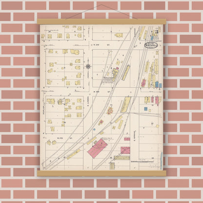Old map wall art mockup — magnetic wood frame on brick wall — Sanborn Fire Insurance Map from Northfield, Rice County, Minnesota (1922), Sheet #0003