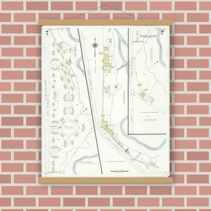 Old map wall art mockup — magnetic wood frame on brick wall — Sanborn Fire Insurance Map from Wahiawa, Honolulu County, Hawaii (1942), Sheet #0007