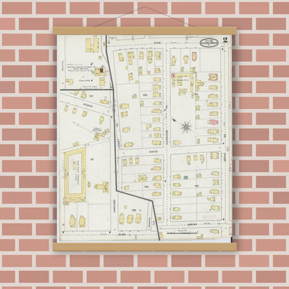 Old map wall art mockup — magnetic wood frame on brick wall — Sanborn Fire Insurance Map from Glens Falls, Warren County, New York (1895) - Complete Map Set