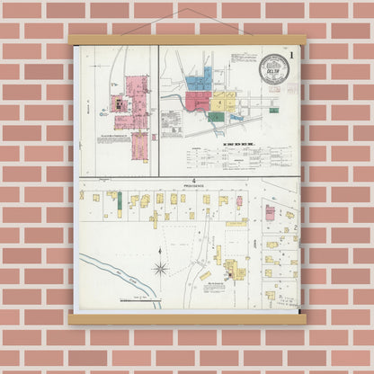 Old map wall art mockup — magnetic wood frame on brick wall — Sanborn Fire Insurance Map from Delta, Fulton County, Ohio (1905) - Complete Map Set