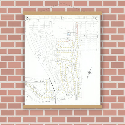 Old map wall art mockup — magnetic wood frame on brick wall — Sanborn Fire Insurance Map from Kermit, Winkler County, Texas (1946), Sheet #0005
